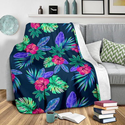 Cool Fresh Tropical Flower Pattern Print Design Fleece Blanket