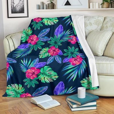 Cool Fresh Tropical Flower Pattern Print Design Fleece Blanket