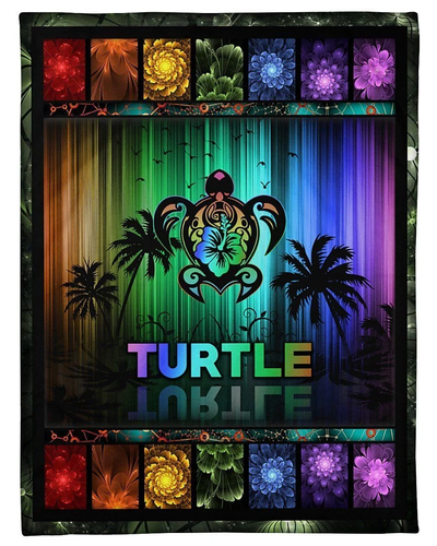 Blanket Turtle Colorful Design Gift For Turtle Lovers Fleece Blanket