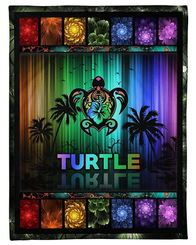 Blanket Turtle Colorful Design Gift For Turtle Lovers Fleece Blanket