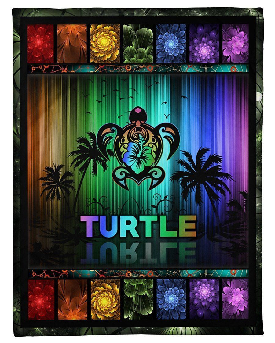 Blanket Turtle Colorful Design Gift For Turtle Lovers Fleece Blanket