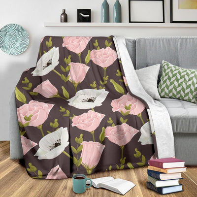 Anemone Pattern Print Design Vintage Fleece Blanket