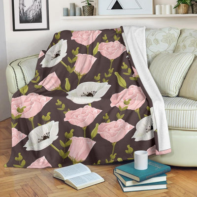 Anemone Pattern Print Design Vintage Fleece Blanket