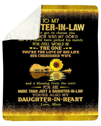Mama Giving Daughter In Law Sunflower Fleece Blanket Daughter In Heart Sherpa Blanket