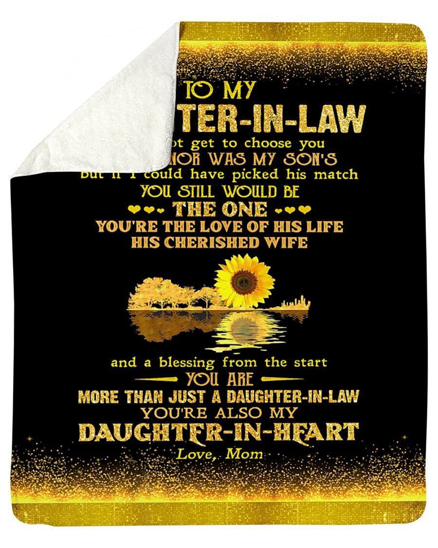 Mama Giving Daughter In Law Sunflower Fleece Blanket Daughter In Heart Sherpa Blanket