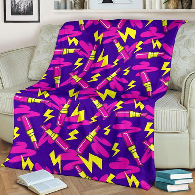 Pink Lipstick Thunder Pattern Print Design Fleece Blanket