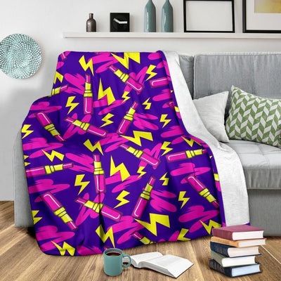 Pink Lipstick Thunder Pattern Print Design Fleece Blanket