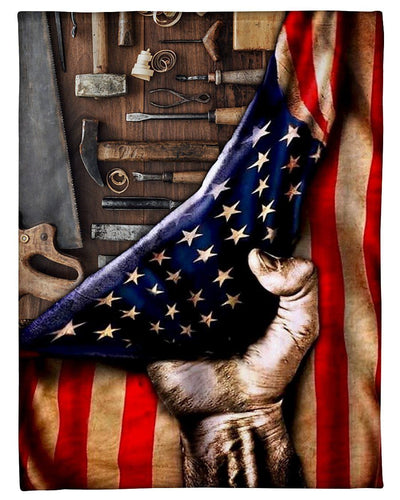 Carpenter American Flag Fleece Blanket