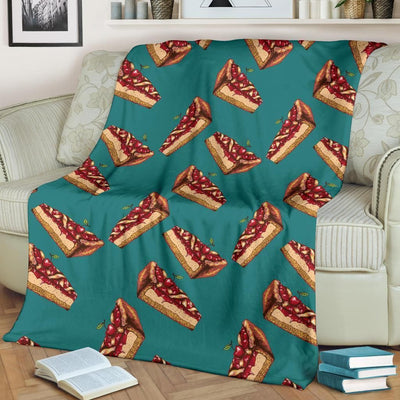 Cheesecake Pizza Cherry Pattern Print Design Fleece Blanket