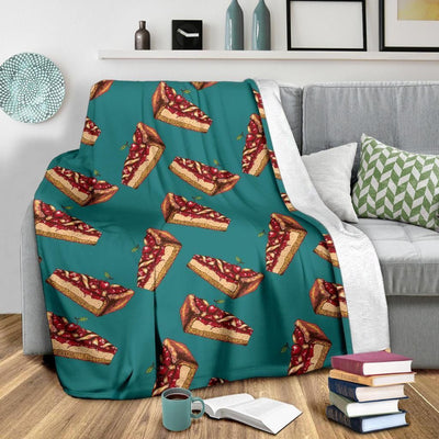 Cheesecake Pizza Cherry Pattern Print Design Fleece Blanket