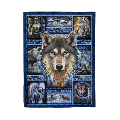 Wild And Free Wolf Native American Soft Fleece Blanket Gift