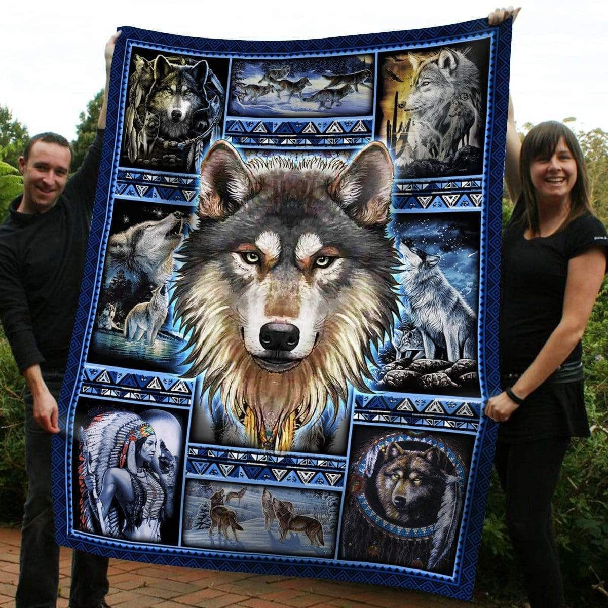 Wild And Free Wolf Native American Soft Fleece Blanket Gift