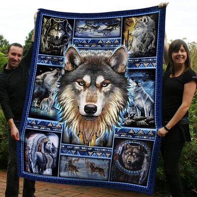 Wild And Free Wolf Native American Soft Fleece Blanket Gift