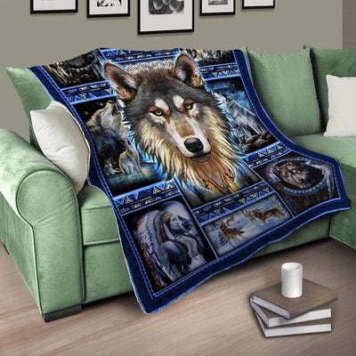 Wild And Free Wolf Native American Soft Fleece Blanket Gift