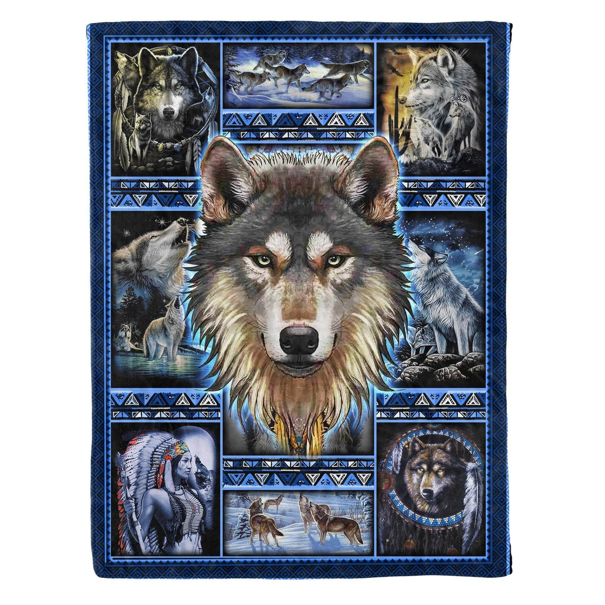 Wild And Free Wolf Native American Soft Fleece Blanket Gift