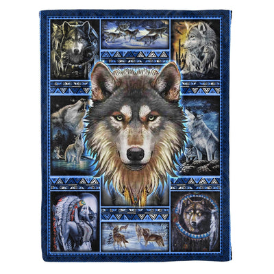 Wild And Free Wolf Native American Soft Fleece Blanket Gift