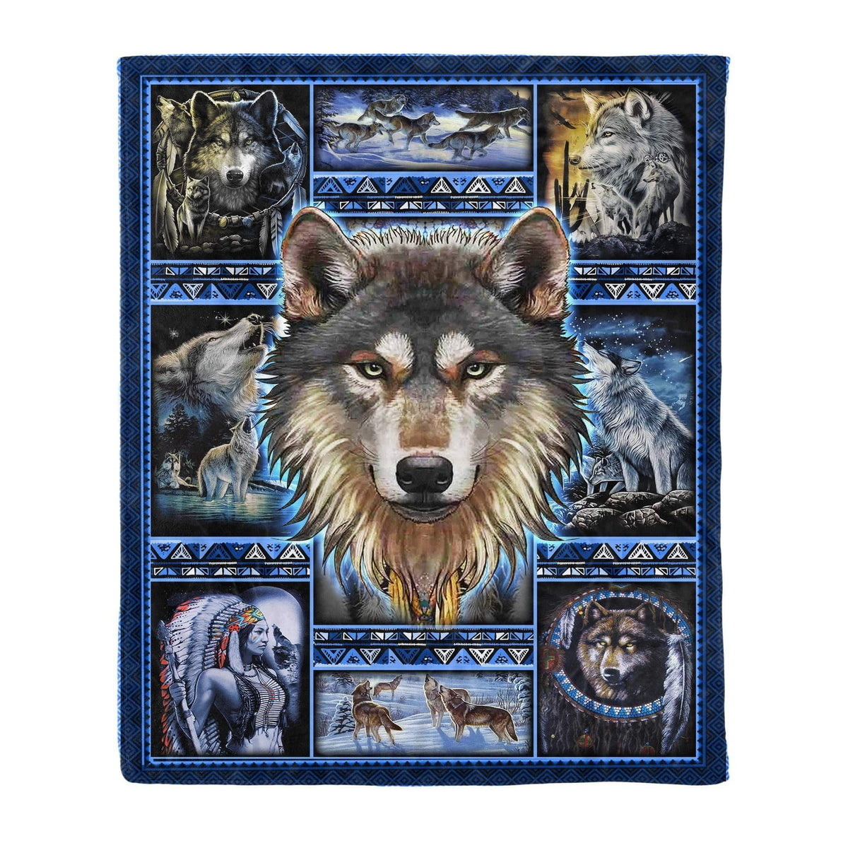 Wild And Free Wolf Native American Soft Fleece Blanket Gift