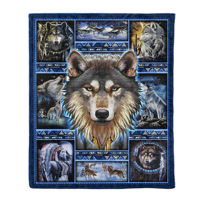 Wild And Free Wolf Native American Soft Fleece Blanket Gift
