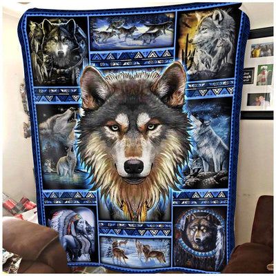 Wild And Free Wolf Native American Soft Fleece Blanket Gift