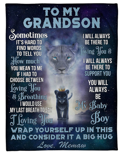 Memaw To Grandson Customized Name Lion Always Be There To Love You Fleece Blanket Fleece Blanket