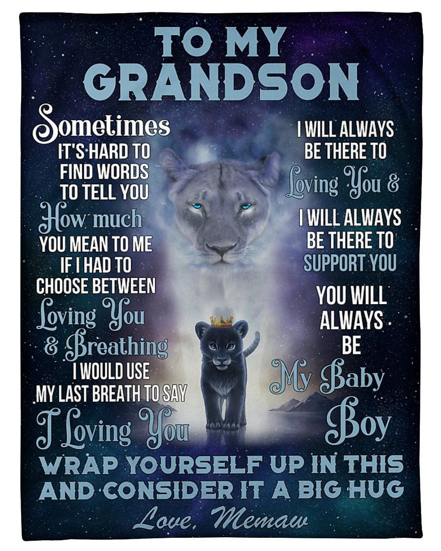 Memaw To Grandson Customized Name Lion Always Be There To Love You Fleece Blanket Fleece Blanket