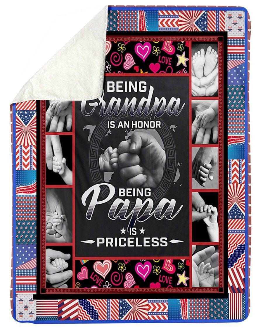 Being Grandpa Is An Honor Being Papa Is Priceless Gifts For Grandparents Fleece Blanket