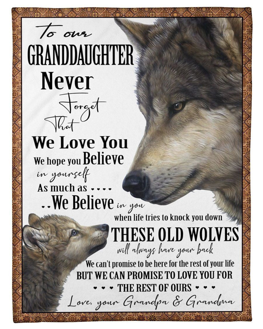 These Old Wolves Will Always Have Your Back Great Gift For Granddaughter Fleece Blanket