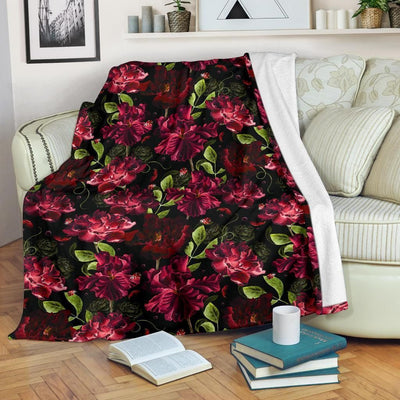 Iris Pattern Print Design Black Fleece Blanket