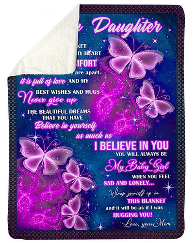 Purple Butterfly Galaxy Best Wishes And Hugs Fleece Blanket To Daughter Sherpa Blanket