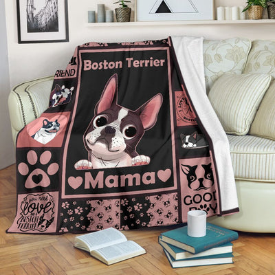Boston Terrier Dog Mama Fleece Blanket
