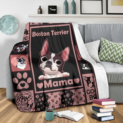 Boston Terrier Dog Mama Fleece Blanket
