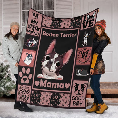 Boston Terrier Dog Mama Fleece Blanket