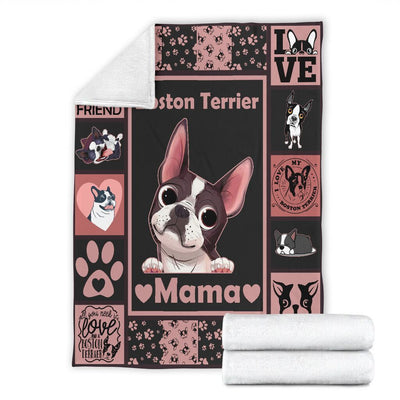 Boston Terrier Dog Mama Fleece Blanket