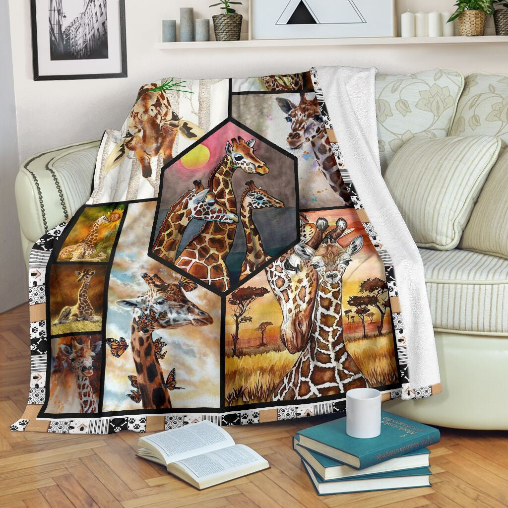 Fleece Blanket Wild Life All About Giraffe Fleece Blanket