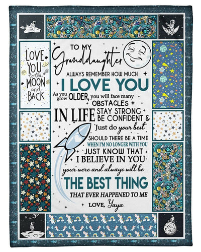 Love You To The Moon And Back Lovely Message From Yaya Gifts For Granddaughters Fleece Blanket