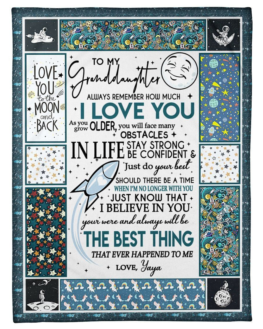 Love You To The Moon And Back Lovely Message From Yaya Gifts For Granddaughters Fleece Blanket