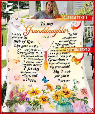Custom Fleece Blanket - For Granddaughter From Grandma - Butterfly - My Love For You Is Forever