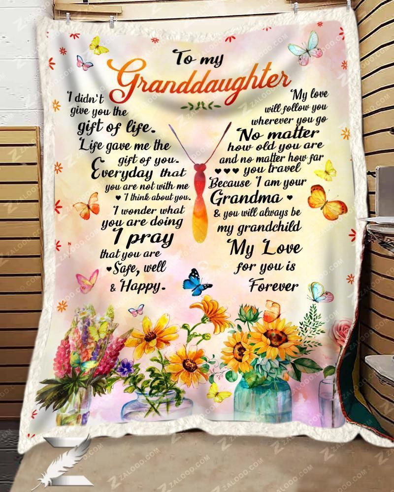 Custom Fleece Blanket - For Granddaughter From Grandma - Butterfly - My Love For You Is Forever