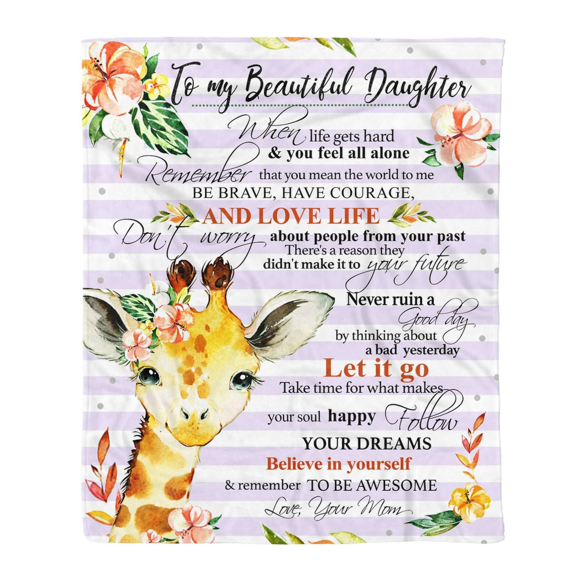 Fleece Blanket - Giraffe - Daughter (mom) - Remember To Be Awesome