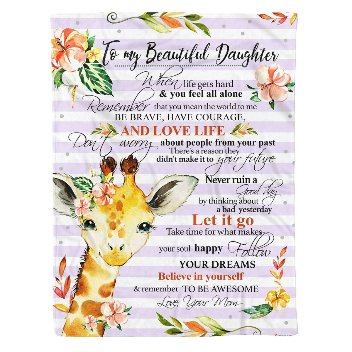 Fleece Blanket - Giraffe - Daughter (mom) - Remember To Be Awesome