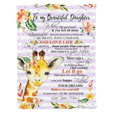 Fleece Blanket - Giraffe - Daughter (mom) - Remember To Be Awesome
