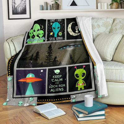 Funny Alien Ufo Abduction Fleece Blanket