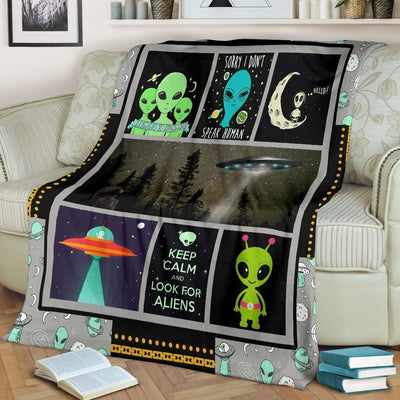 Funny Alien Ufo Abduction Fleece Blanket