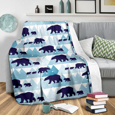 Navy Polar Bear Pattern In Blue Fleece Blanket