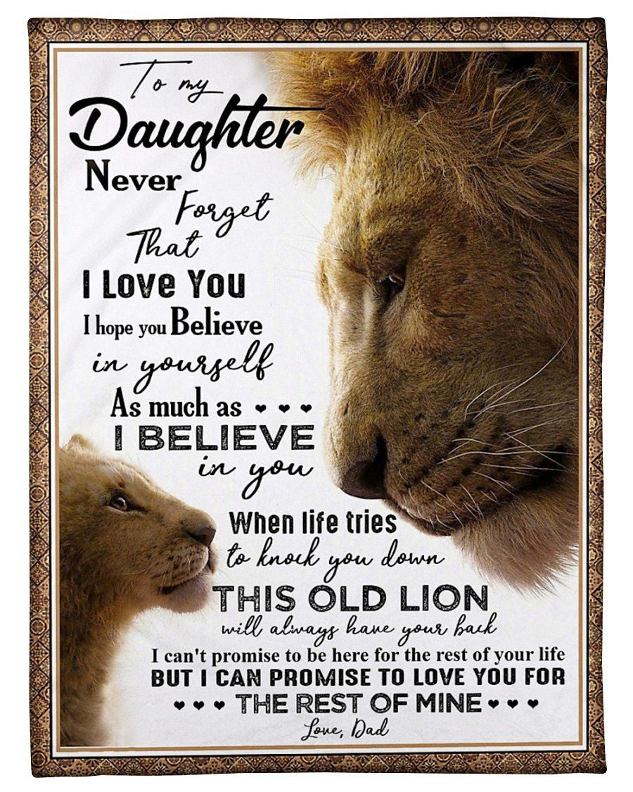 Lion Blanket Gift For Daughter Never Forget That I Love You Fleece Blanket