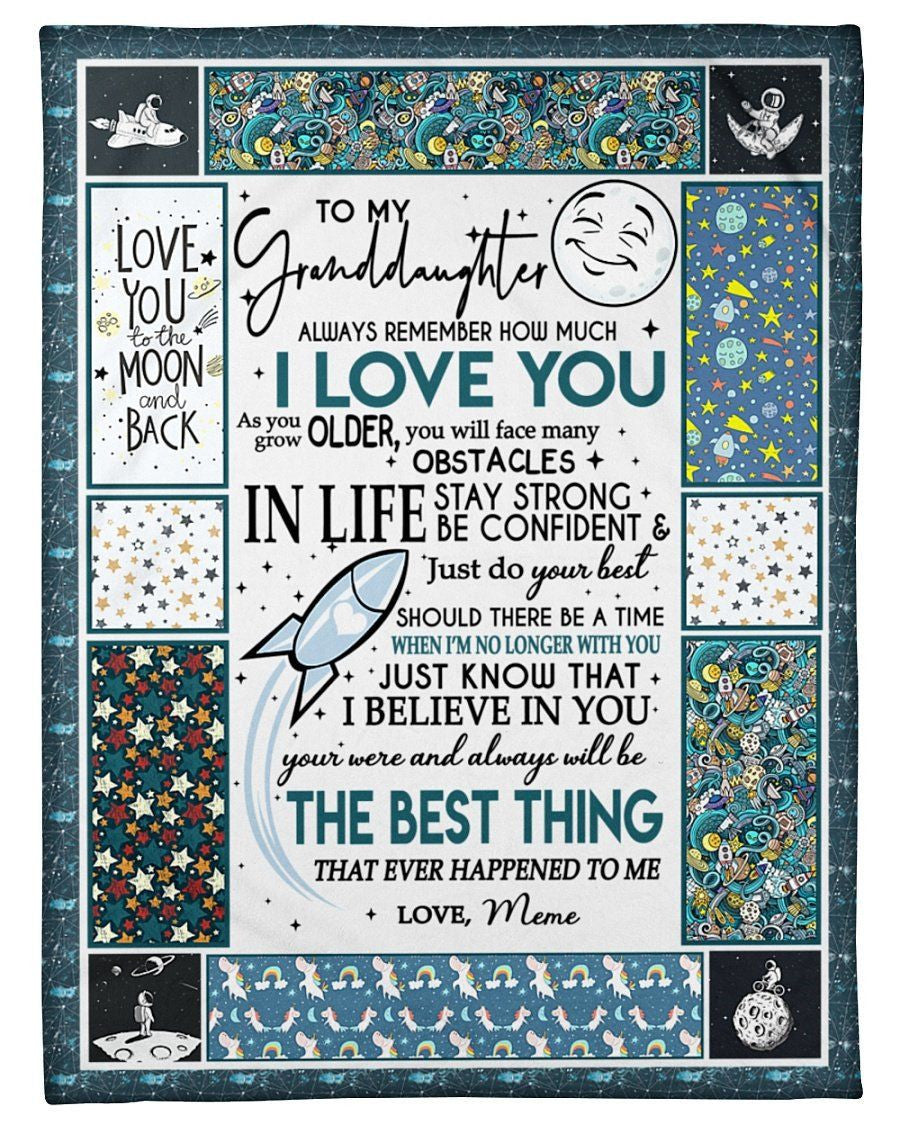 Love You To The Moon And Back Lovely Message From Meme Gifts For Granddaughters Fleece Blanket