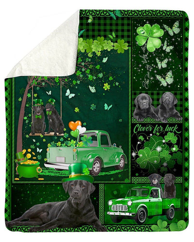 Black Labrador Truck Irish St Patricks Day Gift For Dog Lover Fleece Blanket