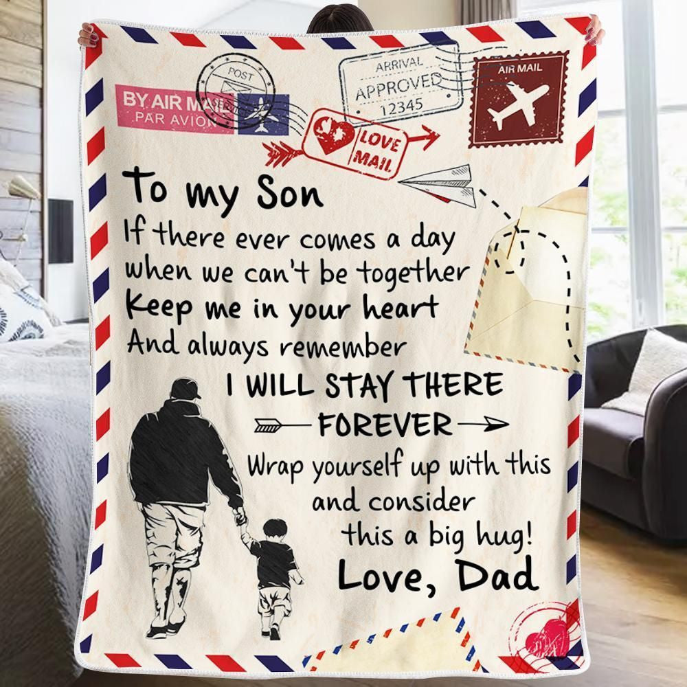 Dad Gift For Son I'll Stay There Forever Arrow Fleece Blanket