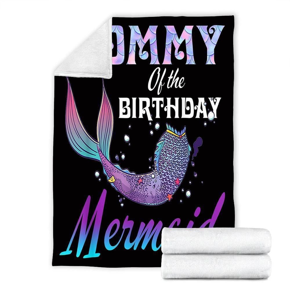 Mommy Of The Birthday Mermaid Fleece Blanket Gift For Mom