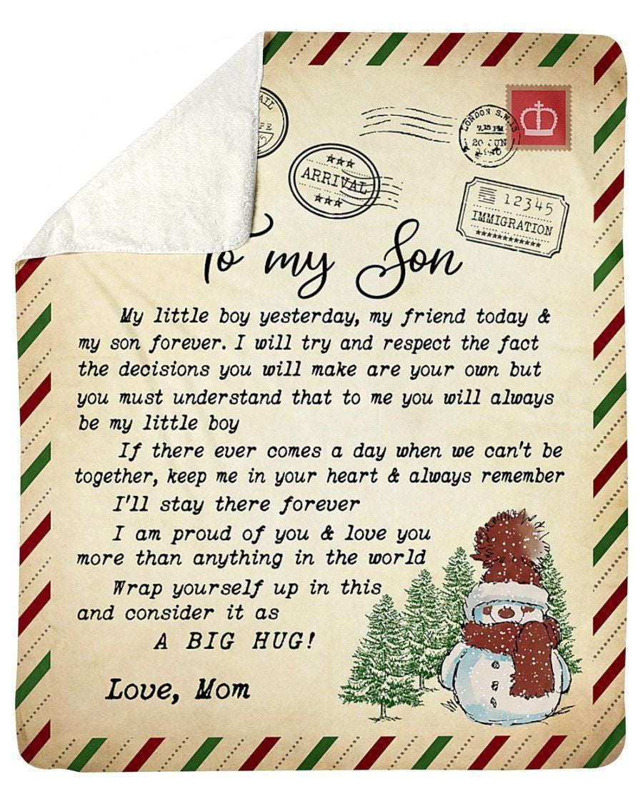 Snowman So Proud Of You Mama To Son Fleece Blanket Sherpa Blanket